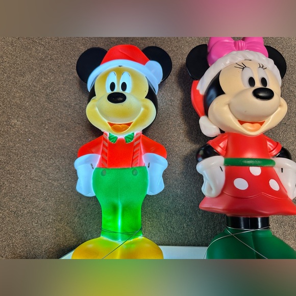 Disney Mickey Minnie Mouse Lighted Christmas Blow Mold 14" LED Set EXCELLENT - Picture 8 of 8